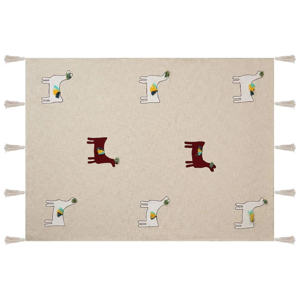 Beliani Plaid DEOGHAR - Beige Katoen 4 Beliani Plaid DEOGHAR - Beige Katoen - Afbeelding 4