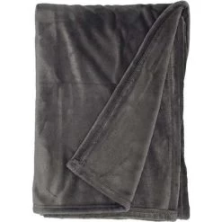 Unique Living - Fleece Plaid Enzo -130x180 Cm - Donkergrijs -Bedbekleding schommelt. 1000019453 0102