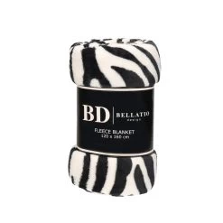Bellatio Design Plaid - Fleece Deken - Zebra Dieren Print - 120 X 160 Cm