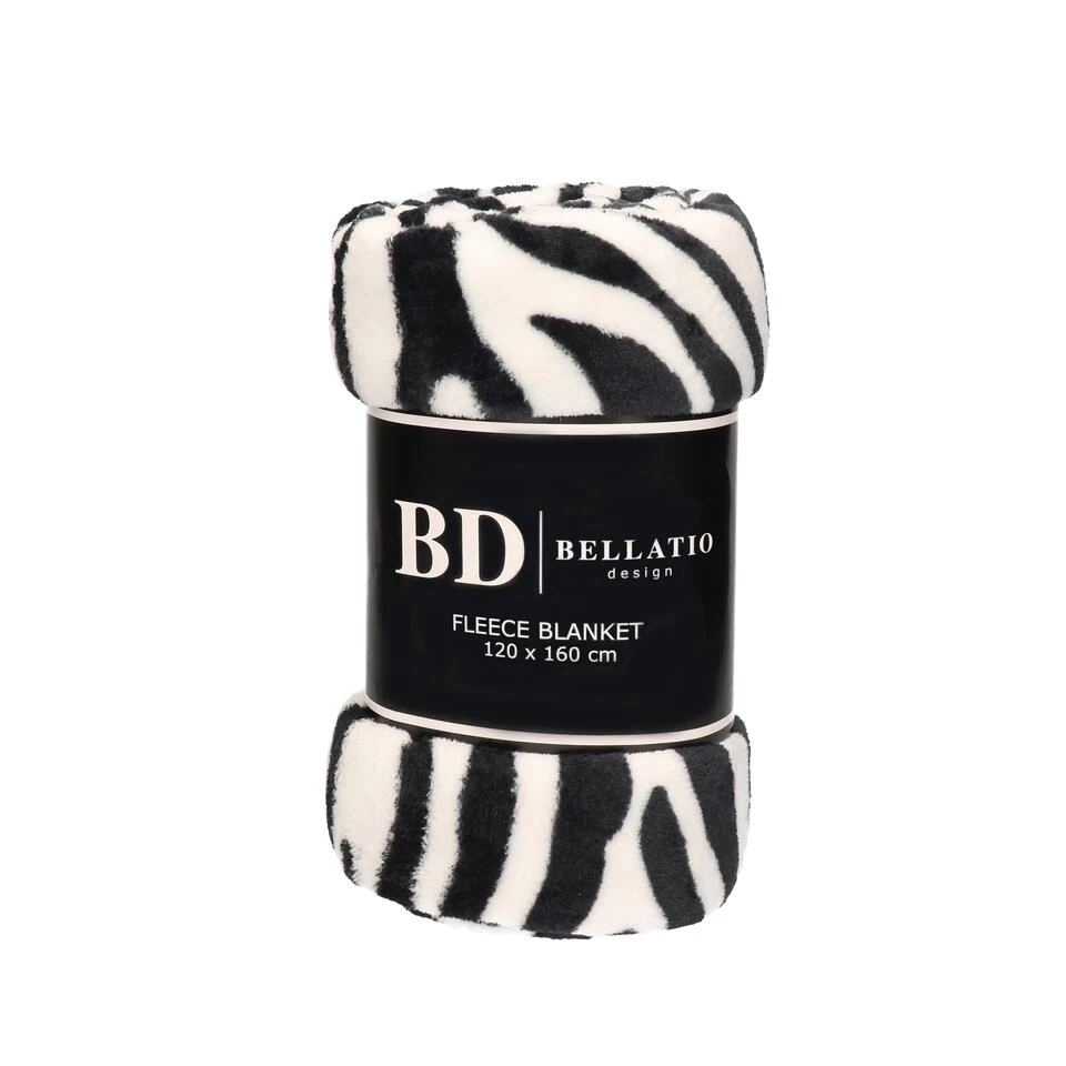 Bellatio Design Plaid - Fleece Deken - Zebra Dieren Print - 120 X 160 Cm 1 Bellatio Design Plaid - Fleece Deken - Zebra Dieren Print - 120 X 160 Cm