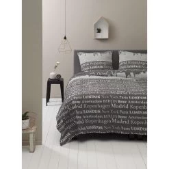 Ten Cate Katoenen Eenpersoons Dekbedovertrek - 140x200/220 - Skyline Taupe -Bedbekleding schommelt. 1000024037 0110