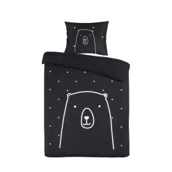 Kidzroom Bear Dekbedovertrek - 120x150 - Zwart