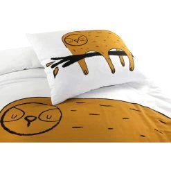 Kidzroom Sloth Dekbedovertrek - 140x200 - Wit -Bedbekleding schommelt. 1000025144 0102