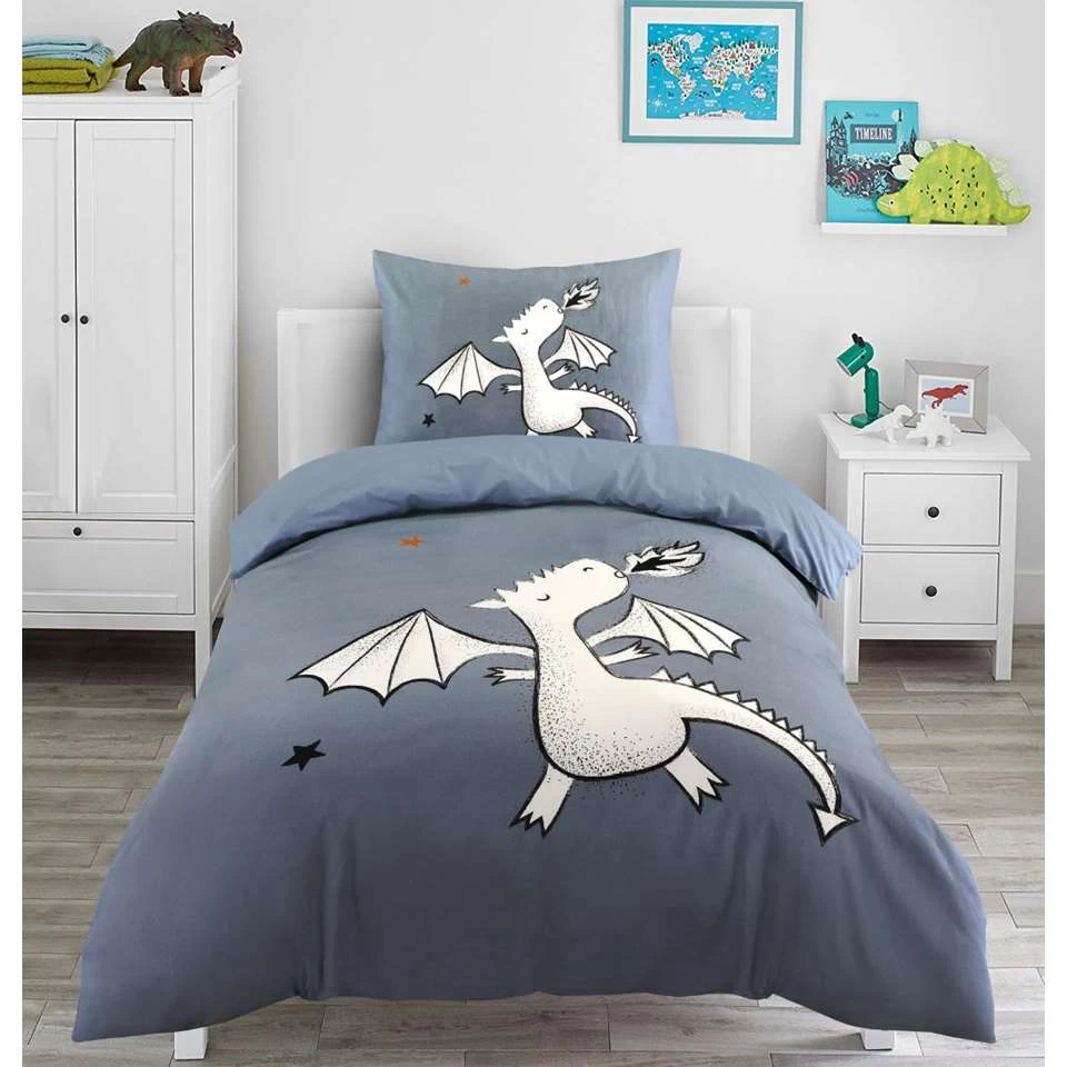 Kidzroom Dragon Dekbedovertrek - 140x200 - Blauw 2 Kidzroom Dragon Dekbedovertrek - 140x200 - Blauw - Afbeelding 2