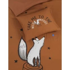 Kidzroom Fox Dekbedovertrek - 120x150 - Bruin -Bedbekleding schommelt. 1000025155 0102