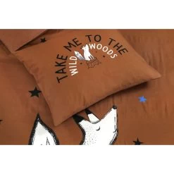 Kidzroom Fox Dekbedovertrek - 120x150 - Bruin -Bedbekleding schommelt. 1000025155 0103