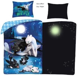 Hoe Tem Je Een Draak Dekbedovertrek Together We Fly - 140 X 200 Cm - Katoen