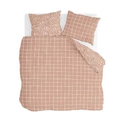Walra - Dekbedovertrek Remade Dots & Squares - 200x220 Cm - Terra