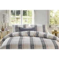 Walra - Dekbedovertrek Remade Drawing Fishbones - 140x220 Cm - Off White -Bedbekleding schommelt. 1000034119 0102