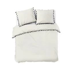 Dindi Home - Dekbedovertrek Fleeky Fringes - 240x220 Cm - Wit