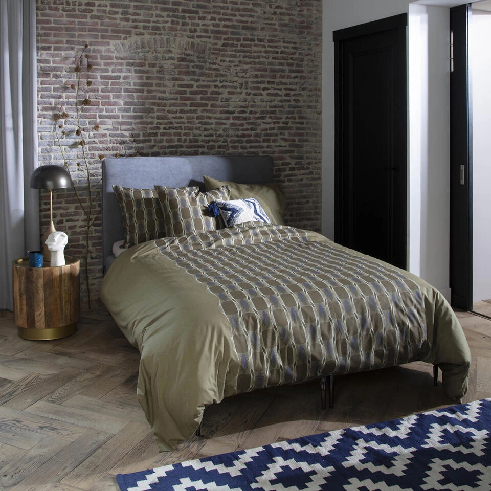 Damai Dekbedovertrek Kente - Katoen - 260x200/220 Cm - Olive Green 2 Damai Dekbedovertrek Kente - Katoen - 260x200/220 Cm - Olive Green - Afbeelding 2