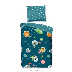 Good Morning Dekbedovertrek "Spacy" - Petrol - (120x150 Cm)