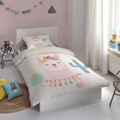 Good Morning Dekbedovertrek "Llama" - Zand - (140x220 Cm) -Bedbekleding schommelt. 1000035760 0102