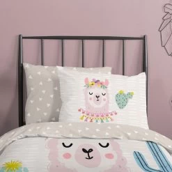 Good Morning Dekbedovertrek "Llama" - Zand - (140x220 Cm) -Bedbekleding schommelt. 1000035760 0103