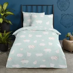 Good Morning Dekbedovertrek "Petting Zoo" - Mint - (140x220 Cm) -Bedbekleding schommelt. 1000035868 0102