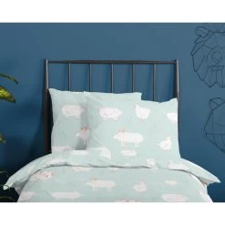Good Morning Dekbedovertrek "Petting Zoo" - Mint - (140x220 Cm) -Bedbekleding schommelt. 1000035868 0110