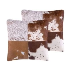 Beliani Sierkussen MARADY - Bruin Leer, Katoen