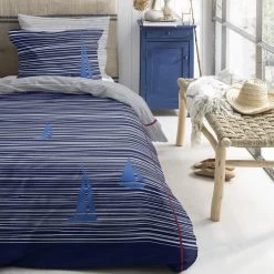 Cinderella Dekbedovertrek Boats - Katoen - 140x200/220 Cm - Deep Blue -Bedbekleding schommelt. 1000042982 0102
