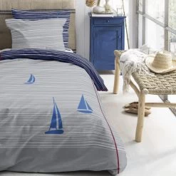 Cinderella Dekbedovertrek Boats - Katoen - 140x200/220 Cm - Deep Blue -Bedbekleding schommelt. 1000042982 0103