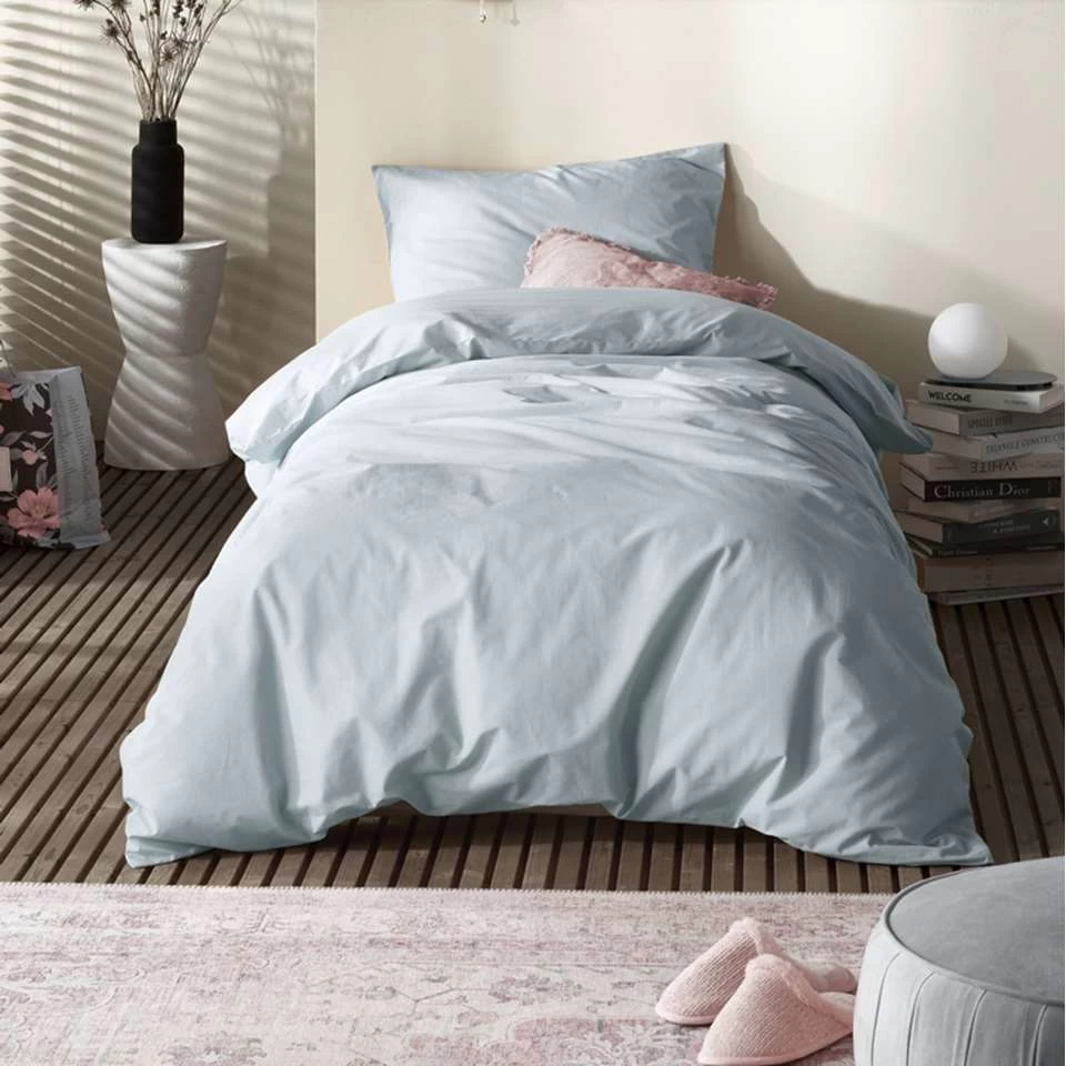 Moodit Dekbedovertrek Basil Stone Blue - Eenpersoons - 140 X 220 Cm - Katoen 2 Moodit Dekbedovertrek Basil Stone Blue - Eenpersoons - 140 X 220 Cm - Katoen - Afbeelding 2