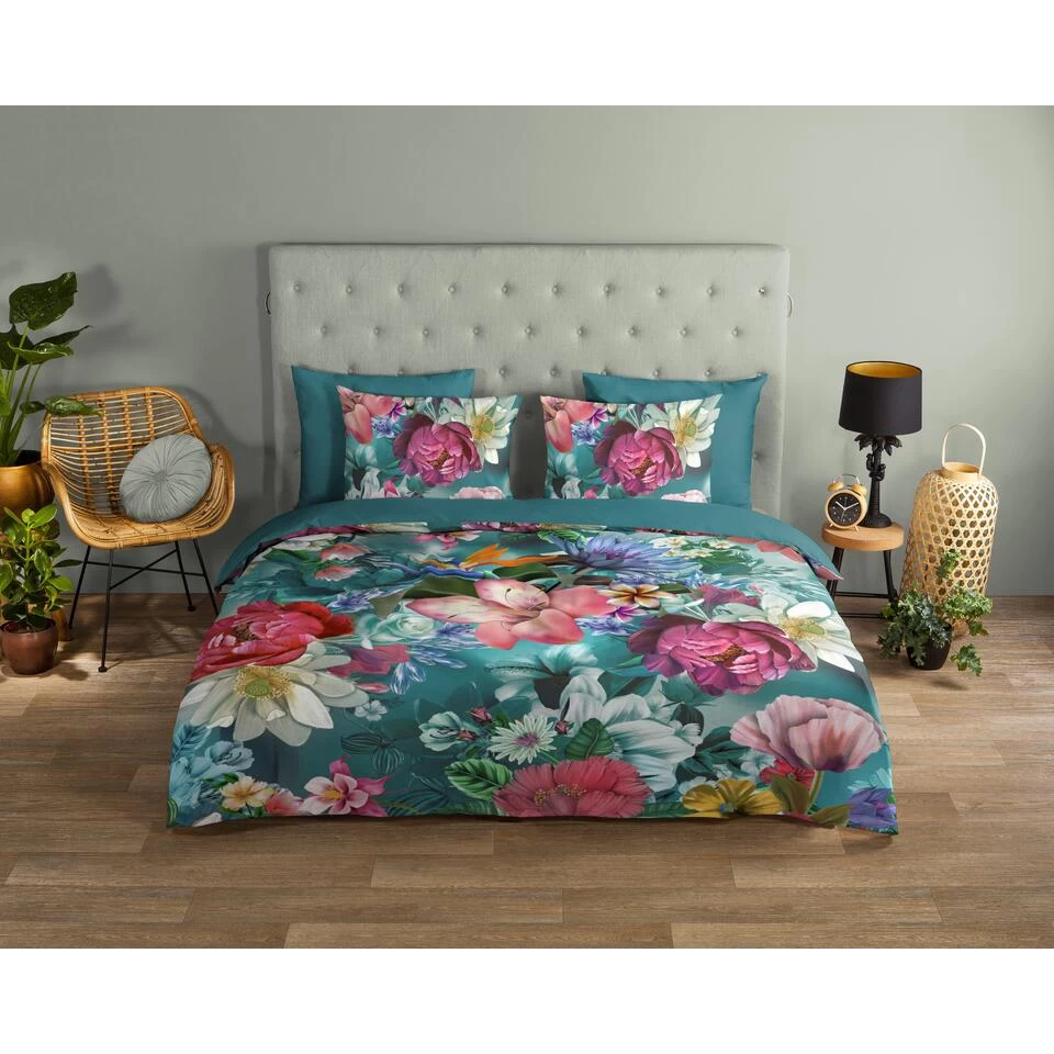 Good Morning Dekbedovertrek "Tiandra" - Petrol - (240x220 Cm) 2 Good Morning Dekbedovertrek "Tiandra" - Petrol - (240x220 Cm) - Afbeelding 2