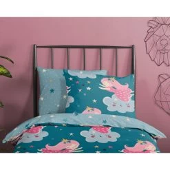 Good Morning Dekbedovertrek "Princesse" - Petrol - (120x150 Cm) -Bedbekleding schommelt. 1000045552 0110