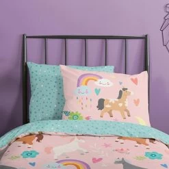 Good Morning Dekbedovertrek "Horses" - Multi - (120x150 Cm) -Bedbekleding schommelt. 1000045568 0102