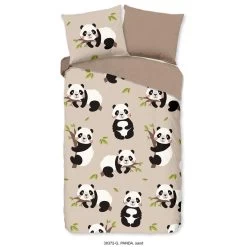 Good Morning Dekbedovertrek "Panda" - Zand - (140x220 Cm)