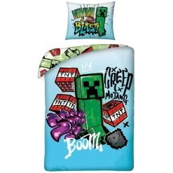 Minecraft Dekbedovertrek, Having A Blast - Eenpersoons - 140 X 200 Cm - Katoen