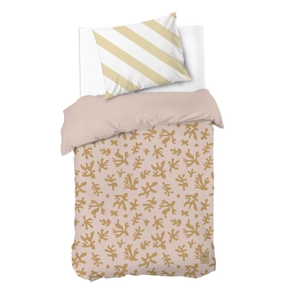 Dindi Home - Dekbedovertrek Sweet Leaves - 140x220 Cm - Roze 1 Dindi Home - Dekbedovertrek Sweet Leaves - 140x220 Cm - Roze