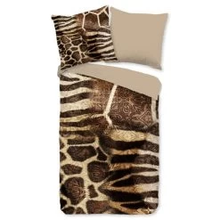 Pure Dekbedovertrek "Kinga" - Bruin - (140x220 Cm) -Bedbekleding schommelt. 1000060487 0102