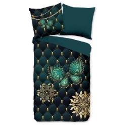 Pure Dekbedovertrek "Lavanya" - Petrol - (240x220 Cm) -Bedbekleding schommelt. 1000060503 0102