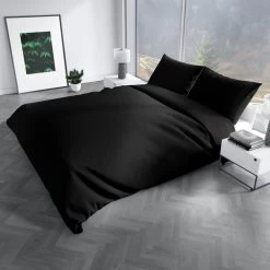 Charm & Co Dekbedovertrek Effen Zwart-1-persoons (140 X 200/220 Cm) -Bedbekleding schommelt. 1000061718 0103