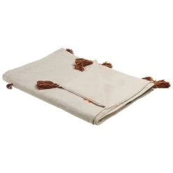 Beliani Plaid KHANDWA - Beige Katoen