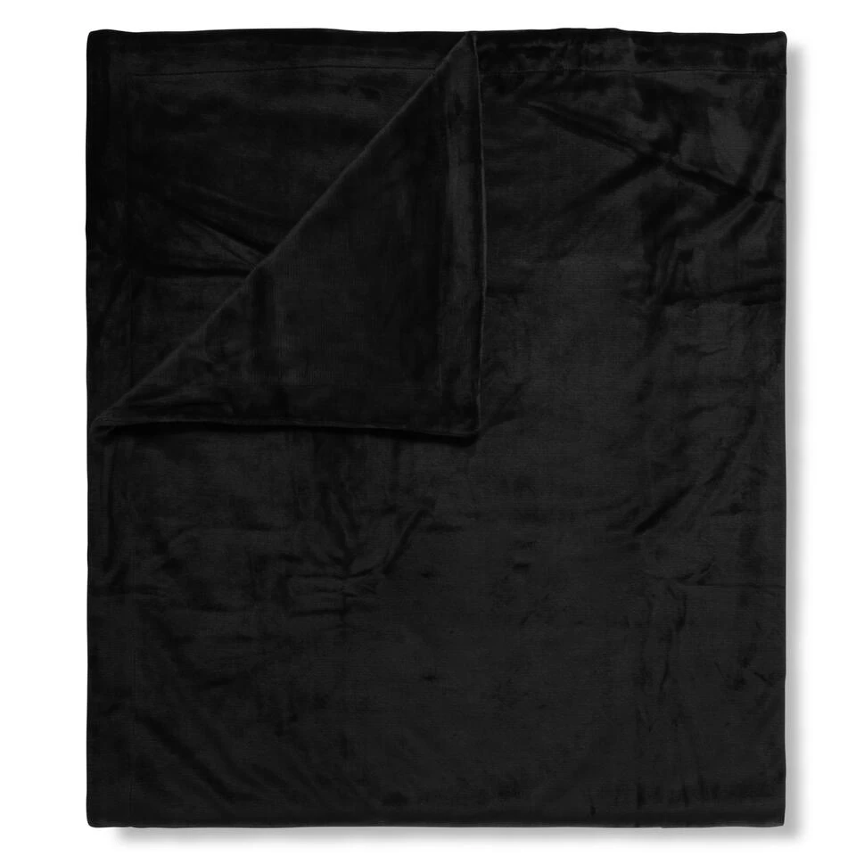 Hip Plaid Effen Zwart 160x180 Cm 2 Hip Plaid Effen Zwart 160x180 Cm - Afbeelding 2