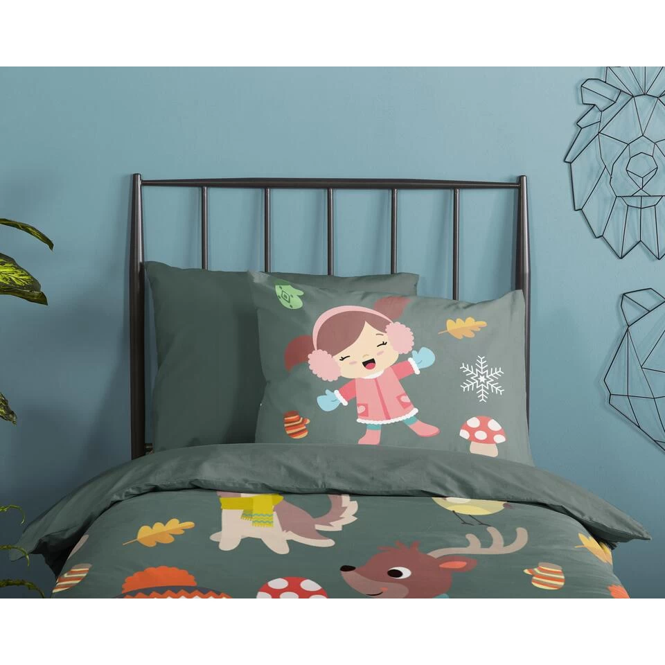 Good Morning Dekbedovertrek "Fun" - Groen - (140x220 Cm) 3 Good Morning Dekbedovertrek "Fun" - Groen - (140x220 Cm) - Afbeelding 3