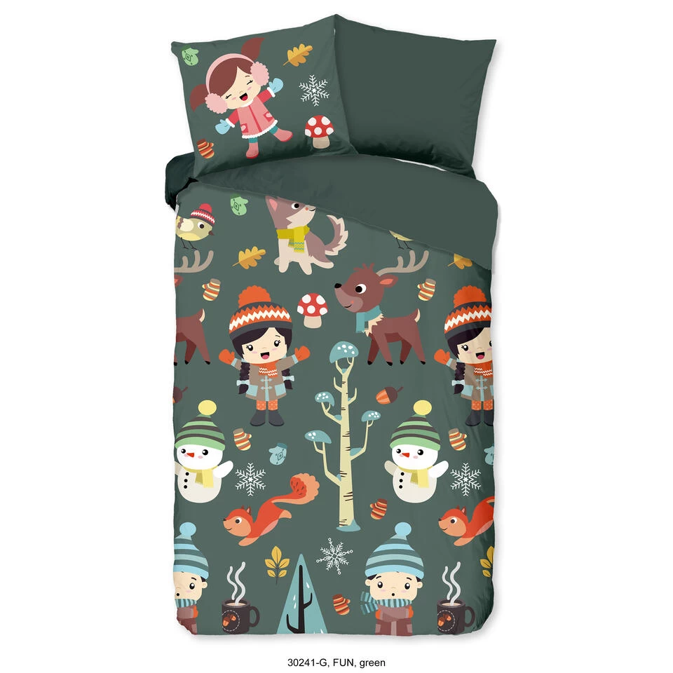 Good Morning Dekbedovertrek "Fun" - Groen - (140x220 Cm) 1 Good Morning Dekbedovertrek "Fun" - Groen - (140x220 Cm)
