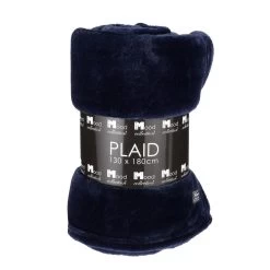 In The Mood Collection Famke Fleece Plaid - 180 X 130 Cm - Donkerblauw
