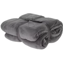 H&S Deken-plaid - Fleece-polyester - Donkergrijs - 180 X 230 Cm