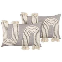 Beliani Sierkussen OCIMUM - Grijs Katoen