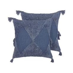 Beliani Sierkussen AVIUM - Blauw Katoen
