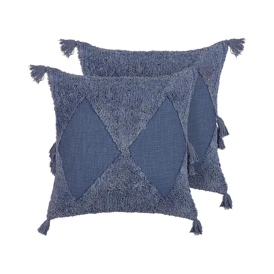 Beliani Sierkussen AVIUM - Blauw Katoen 1 Beliani Sierkussen AVIUM - Blauw Katoen