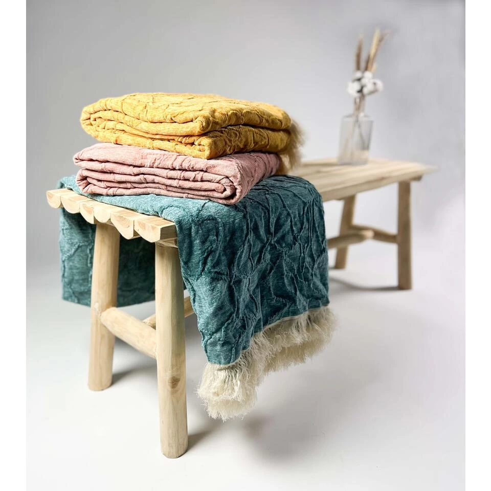 FLORINE - Plaid 140x180 Cm Sagebrush Green - Groen 2 FLORINE - Plaid 140x180 Cm Sagebrush Green - Groen - Afbeelding 2