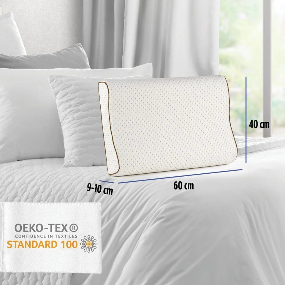 Vitapur Anatomisch Latex Hoofdkussen XL - 60x40 Cm 3 Vitapur Anatomisch Latex Hoofdkussen XL - 60x40 Cm - Afbeelding 3