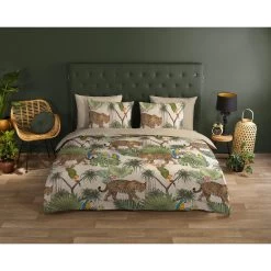 Good Morning Dekbedovertrek "Tropical" - Zand - (140x220 Cm)