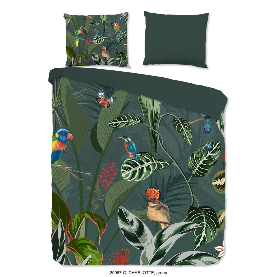 Good Morning Dekbedovertrek "Charlotte" - Groen - (200x220 Cm) 1 Good Morning Dekbedovertrek "Charlotte" - Groen - (200x220 Cm)
