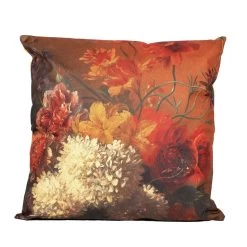 Anna's Collection Buitenkussen Bloem - Bruin/oranje - 60 X 60 Cm