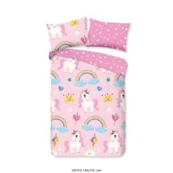 Good Morning Dekbedovertrek "Unilove" - Roze - (120x150 Cm)