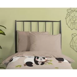 Good Morning Dekbedovertrek "Panda" - Zand - (120x150 Cm) -Bedbekleding schommelt. 1000094424 0110