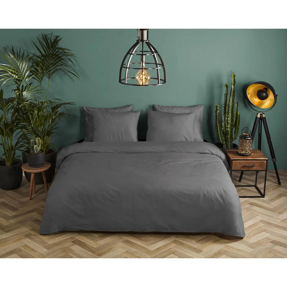 HIP Dekbedovertrek "" - Antraciet - (200x220 Cm) 2 HIP Dekbedovertrek "" - Antraciet - (200x220 Cm) - Afbeelding 2